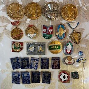 Set Of 26 VTG Soviet-era pins badges related to the Dynamo Kyiv football club